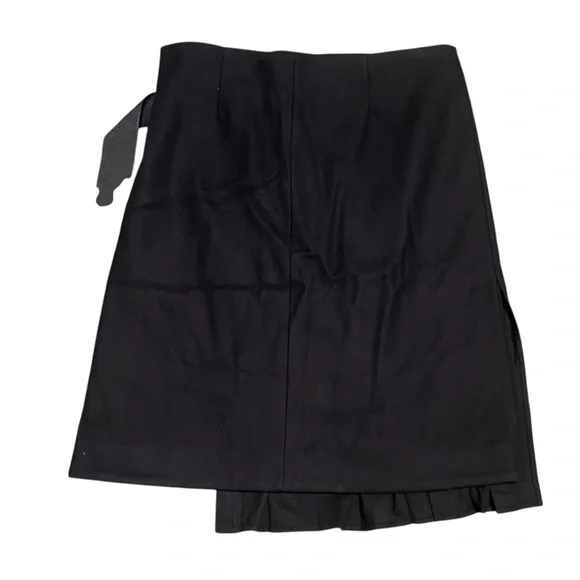 COS Belted Black Wool Pleated Wrap Skirt Size 6/8 Dark Academia Fall Winter Goth - Picture 2 of 9